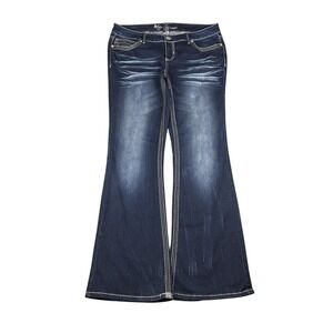 Ariya Jeans Women 13/14 dark Wash Bootcut Rhinestone Studded DenimStitch